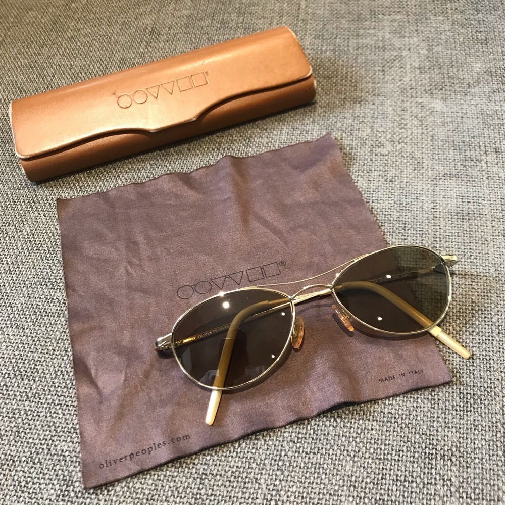 OLIVER PEOPLES Aero Aviator Sunglasses Gold Tan